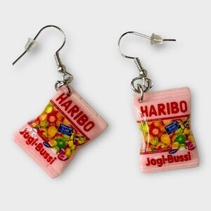 Haribo gummy bears earrings French hook resin lollie package fun cute charming